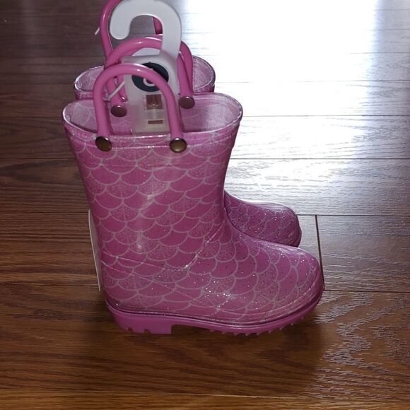Girls Capelli New York pink mermaid print rain boots Sz 6 NWT - Picture 5 of 8